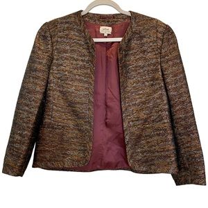 Aritzia Wilfred Pirouette Jacquard Metallic Open Front Blazer Jacket NWOT 10
